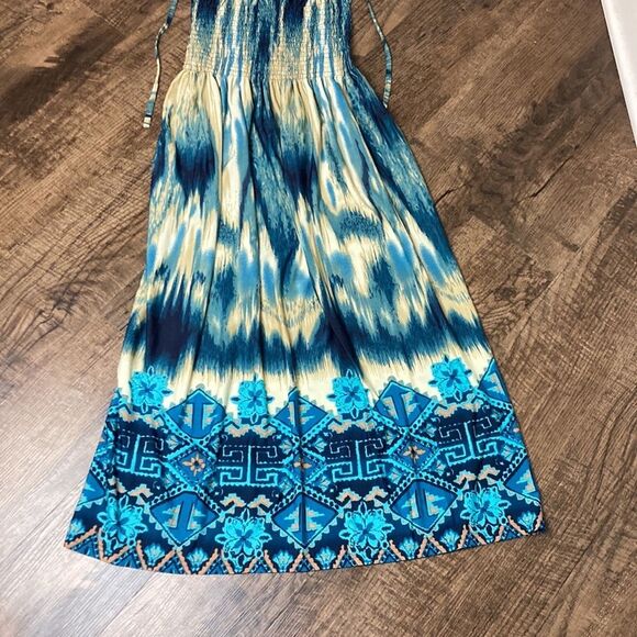 Jon & Anna Small Summer South of the Border Smocked Halter Beaded Tie Sundress - Picture 8 of 10